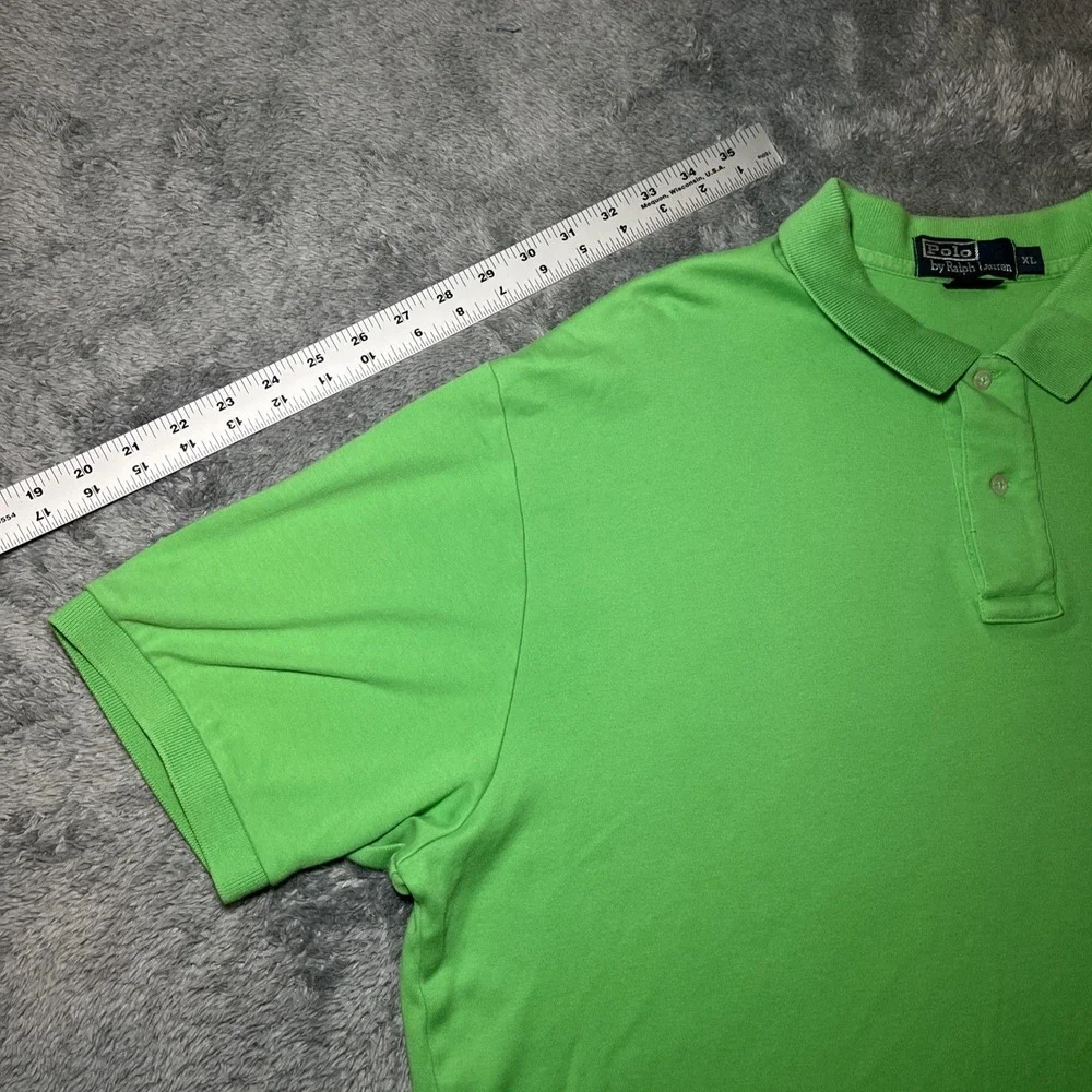 VTG Polo By Ralph Lauren Men's Short Sleeve Green Polo Shirt Yellow Pony SZ XL